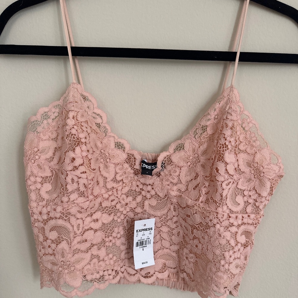 Express Pink Lace Crop Top NWT